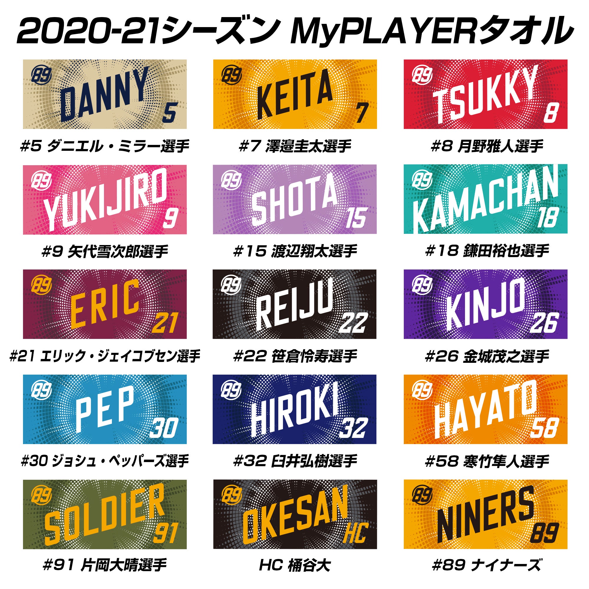 9/17(木)情報更新】2020-21シーズンコールネーム&MyPLAYERタオル